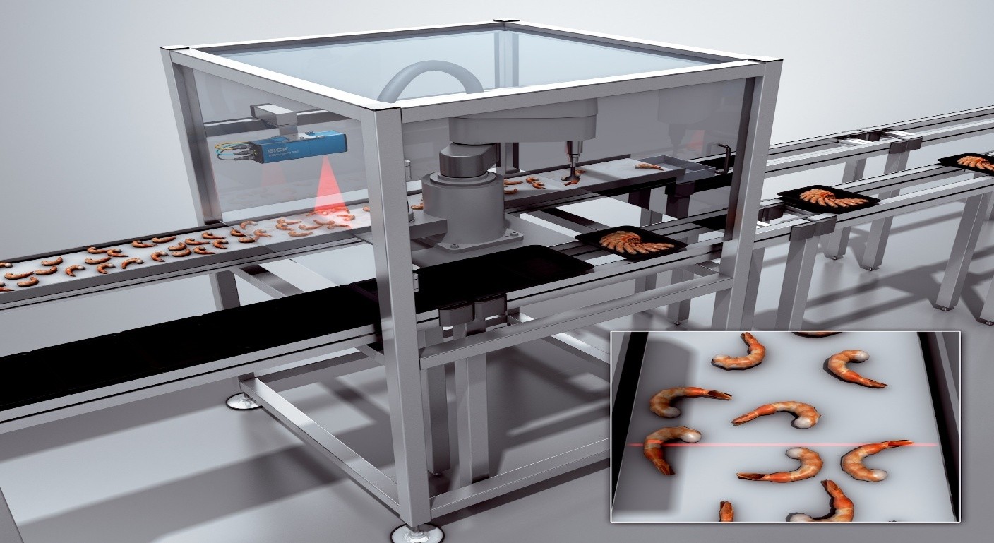 GIẢI PHÁP 3D BELT PICKING CỦA SICK – TĂNG TỐC TỰ ĐỘNG HÓA PHÂN LOẠI THỰC PHẨM BẰNG CẢM BIẾN 3D TRISPECTORP1000