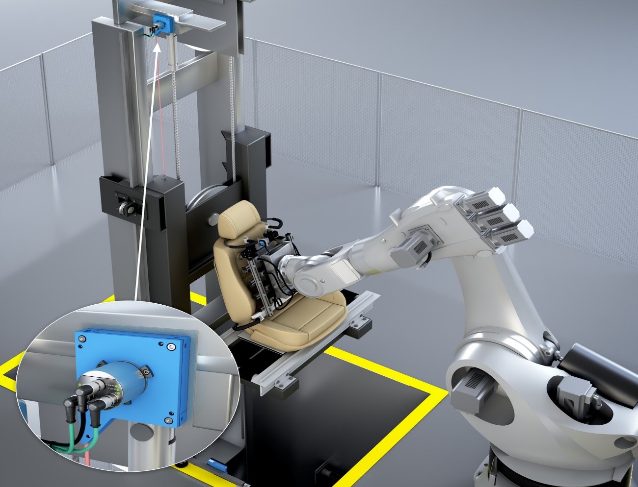 GIẢI PHÁP ĐO CHIỀU CAO GHẾ TỰ ĐỘNG BẰNG ENCODER KÉO DÂY SICK TRONG LẮP RÁP Ô TÔ