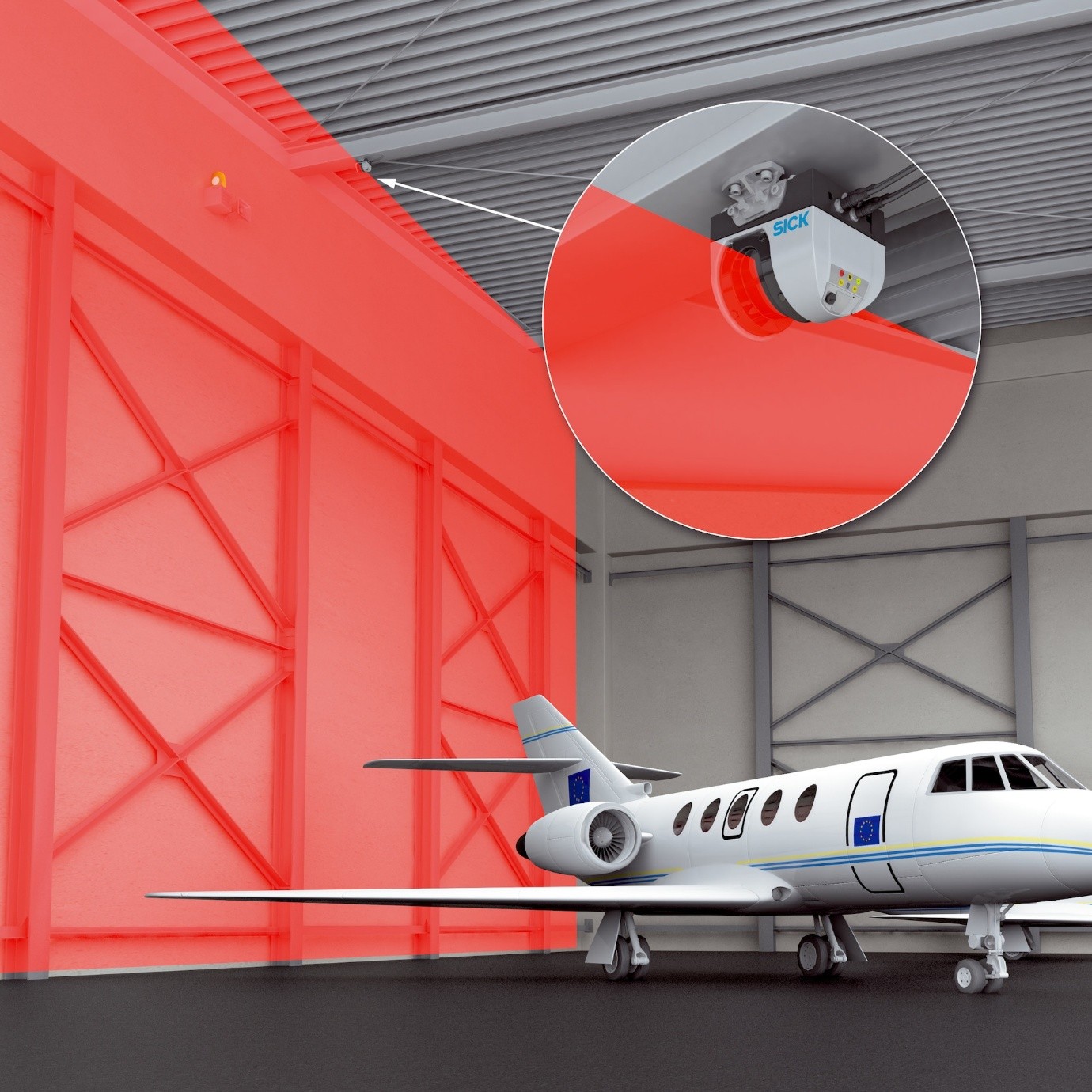 GIẢI PHÁP PHÒNG TRÁNH VA CHẠM TRONG NHÀ CHỨA MÁY BAY VỚI VERTICAL WALL PROTECTION CỦA SICK